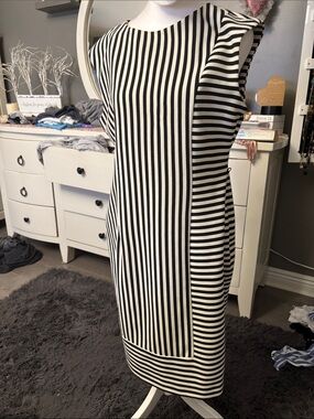 Black & White Striped Sheath Dress